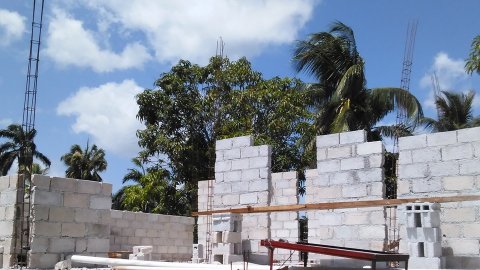 Début de la construction de la bibliothèque de l'école de Vieux Bourg (…)